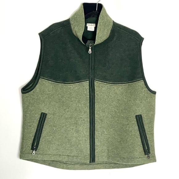 Vintage L.L. Bean Vest Boiled Wool Women’s Large Green Made in Austria - Picture 1 of 7